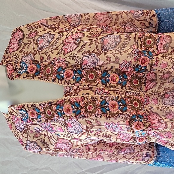 Soft Surroundings Pergola Blouse Embroidered Boho Hippie Peasant Top Small - Picture 2 of 9